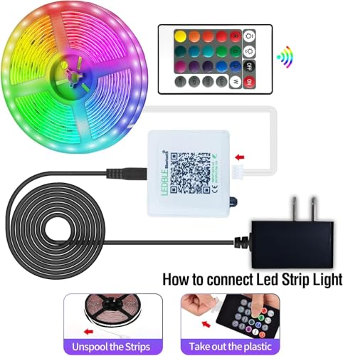 AILBTON 20ft RGB LED Strip Lights Music Sync Color Changing with App & Remote