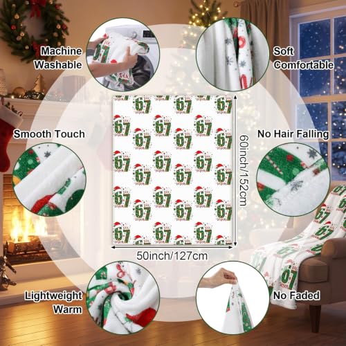 67 Meme Christmas Blanket 50x60 Inch Festive Flannel Throw for Holiday Decor