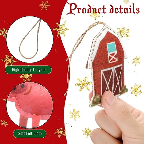 Oudain Farm Animal Felt Christmas Ornaments Set – 8 Mixed Animals for Tree 3.15–3.94"