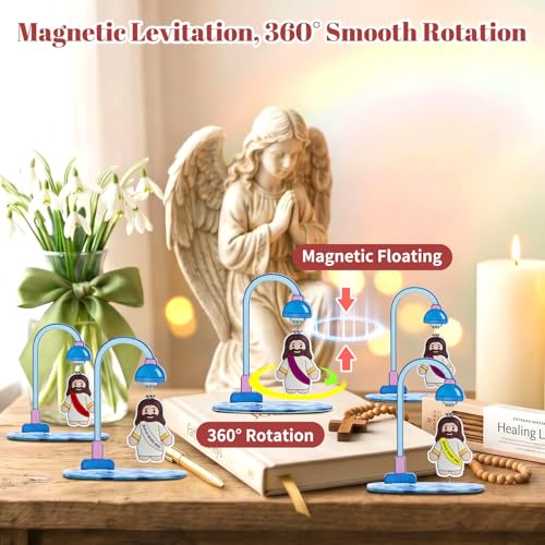 360° Rotating Magnetic Jesus Figures - Acrylic Stress Relief Desk Decor (2-Pack)