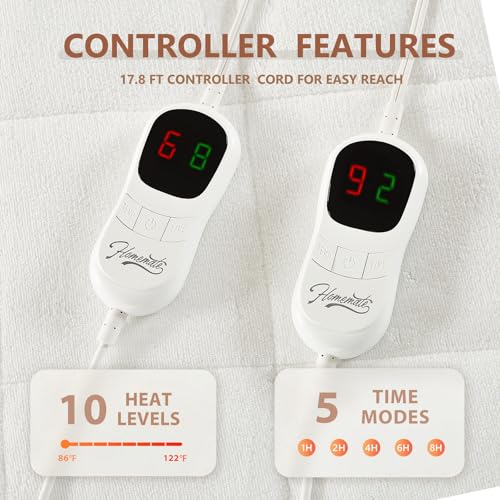 King Size Heated Mattress Pad with Dual Controllers - Coral Fleece