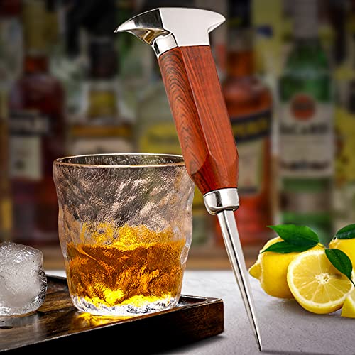 LINALL Single Prong Ice Pick - 17cm Stainless Steel Ice Crusher with Wooden Handle, Japanese Style for Bars & Home Use