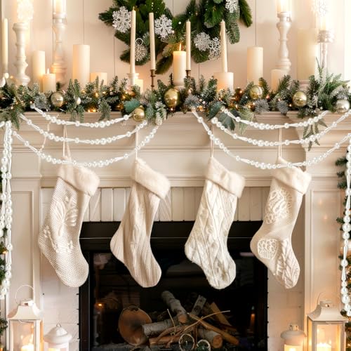 10ft Pearl Garland for Christmas Tree Decor Faux Pearl Strand Holiday Wreaths