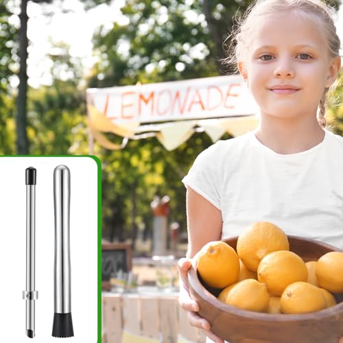 Honeydak 8.7 Inch Lemonade Punch Tool Set - 5 Pcs Straw Hole Puncher, Muddler & Stir Spoon
