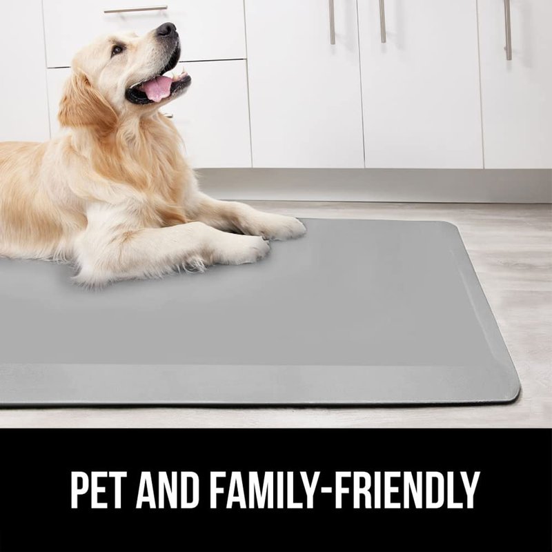 GORILLA GRIP Comfortable Cushioned Kitchen Mats for Floor, Waterproof and Stain Resistant Soft Top, 3/4 Inch Thick Ergonomic Standing Desk Anti Fatigue Mat, Foam Supports Feet, 20x32, Light Gray