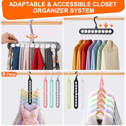 6 Pack Magic Space Saving Hangers 9-Hole Closet Organizers