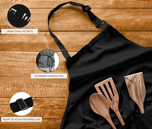 10-Pack Adjustable Bib Aprons with 2 Pockets, Water & Oil Resistant