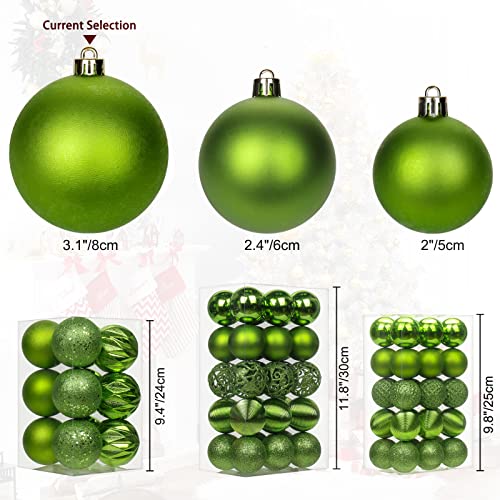 Briful 12pc Green Christmas Ball Ornaments 3.15" Shatterproof Xmas Tree Decorations