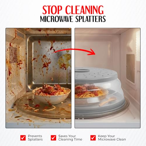 Collapsible Silicone Microwave Splatter Cover - 10.5 Inch (2 Pack)