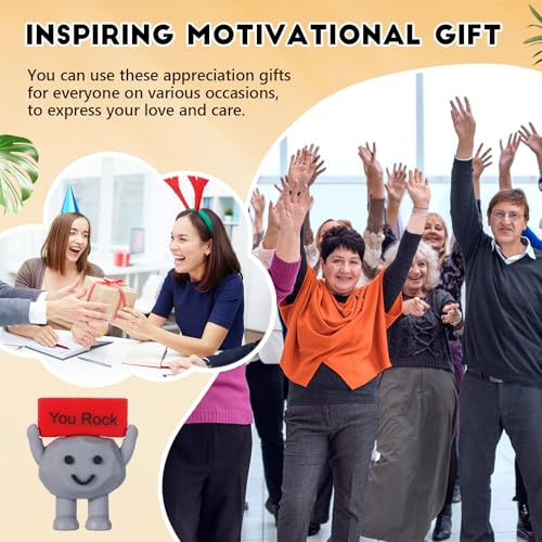 25 Pcs Mini Rubber Stone Figurines with Motivational Quotes for Desk Decor