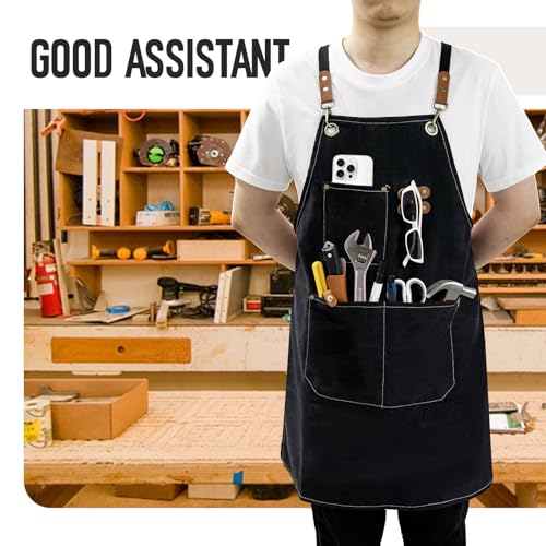 Waterproof Cotton Chef Apron with Large Pockets for Cooking and Grilling