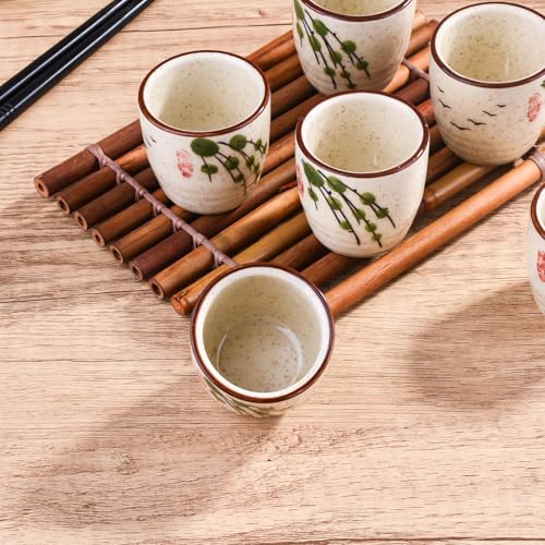 Set of 6 Porcelain Sake Cups - Vintage Willow Small Tasting Mug, 42ml - Swlthwen ls