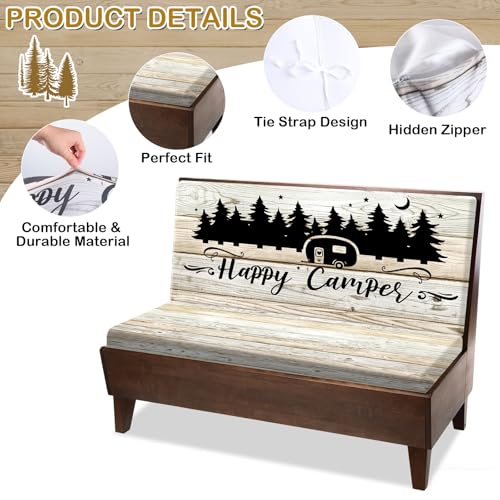 RV Dinette Cushion Cover Set with Wood Grain Design - 6 Pcs