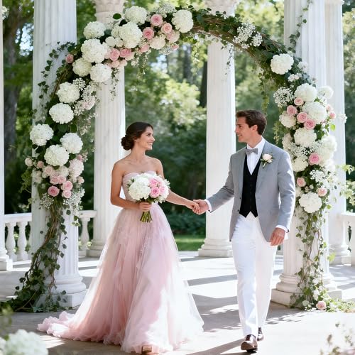65pcs Ivory Artificial Hydrangea Flowers Bouquet for Weddings & Events
