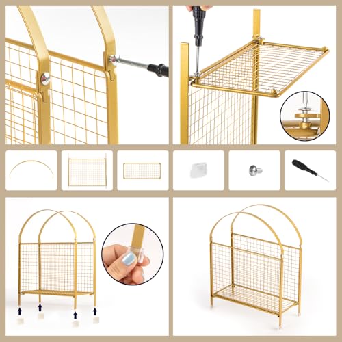 Freestanding Metal Magazine Rack - Gold Handbag-Style Floor Stand