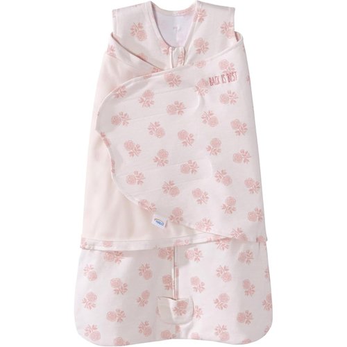 HALO Sleepsack Swaddle - 100% Cotton 3-Way Adjustable Wearable Blanket | Watercolor Rose Toss Blush, Newborn 0-3 Months