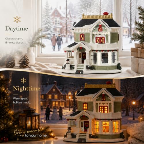 Christmas Village Houses, Lighted Ceramic Victorian Buildings