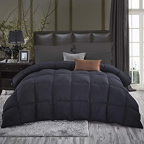 Luxurious Black Goose Down Comforter, 100% Egyptian Cotton, 600 TC