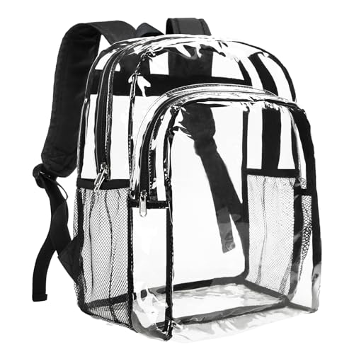16-Inch Large Clear Backpack - Heavy Duty Transparent School Bookbag