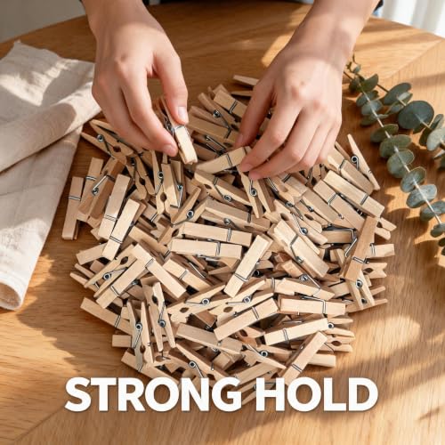 Natural Hanging Photo Display Decor 100 Wooden Clothespins with 64 Feet Jute Twine