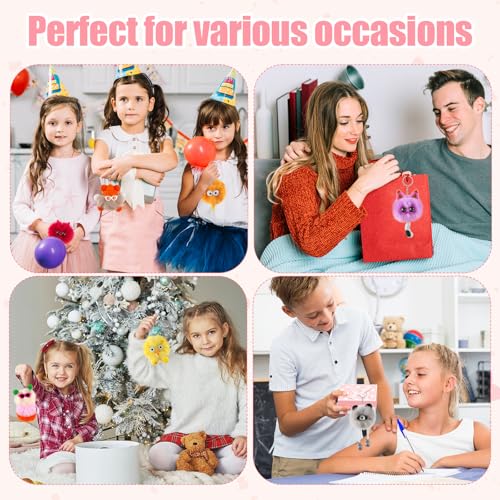 AMZFAVOR 36pcs Plush Animal Keychains Bulk for Kids, Party Favors & Backpacks