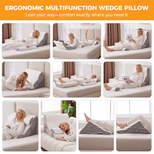 Adjustable 3PCS Wedge Pillow Set for Back Support & Recovery