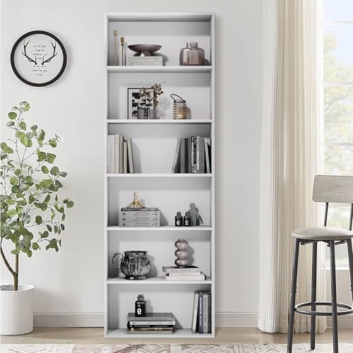 71-Inch 6-Tier Tall Open Bookshelf, Modern Display Bookcase for Home Office