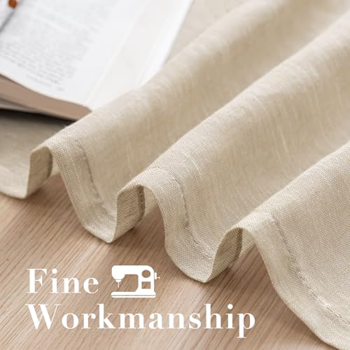H.VERSAILTEX Linen Curtains Natural Linen Semi-Sheer Curtains 2 Panels Nickel Grommet Privacy Added Premium Soft Rich Material Drapes for Bedroom/Livingroom - 52x84 - Inch - Linen