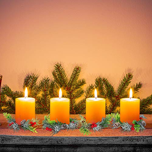 4.7 Inch Christmas Candle Rings with Artificial Red Berries, Set of 6