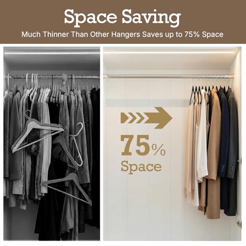 HOUSE DAY Black Velvet Hangers 60 Pack, Non Slip Slim Suit Hangers