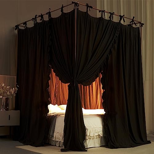 4 Corner Post Bed Canopy - Double Layer Mosquito Net & Princess Bed Curtain
