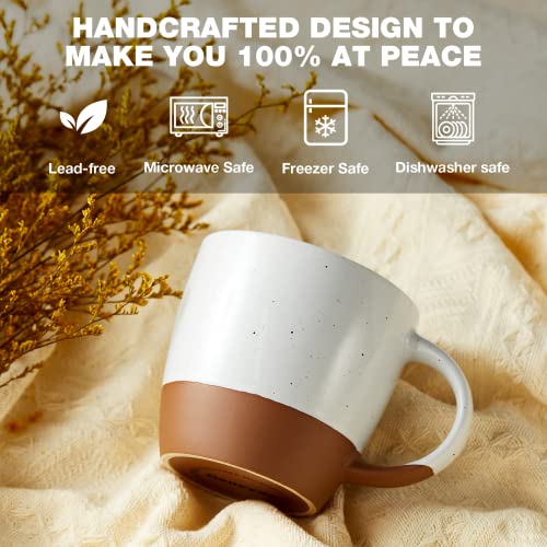 Morandi Assorted Neutrals Ceramic Coffee Mug Set of 6, 18 oz Large Latte Cups with Handle, Microwave Safe, Modern Kitchen Drinkware