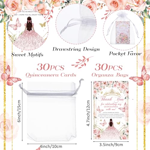 30-Piece Quinceanera Party Favors Set with Pocket Mirrors and Gift Bags