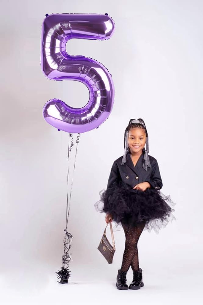 Skiennix 40-Inch Balloon Numbers - Big Purple 5th Birthday Decorations & Wedding Photo Shoot Decor