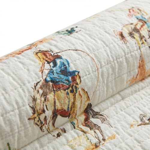 Bronco King Quilt - Vintage Western Cowboy Design, 106x92