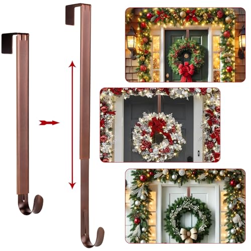 Adjustable Metal Wreath Door Hanger - Over the Door Hook 15-25 Inch
