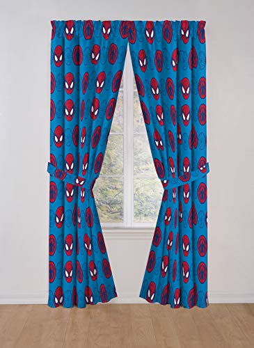 Kids Superhero Adventure Window Drapes, 84-Inch Curtain Set with Tiebacks