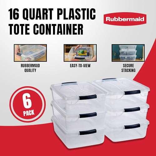 Clear Storage Containers with Latching Lids 17 Quart 6 Pack
