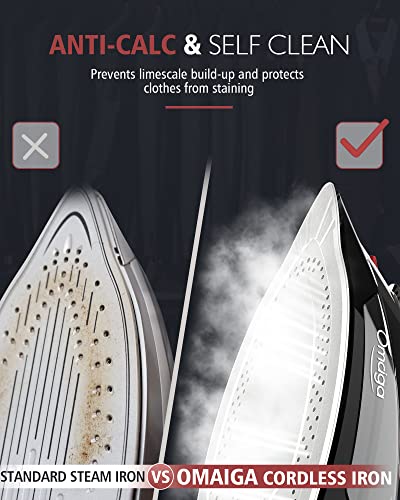 Cordless Steam Iron with Ceramic Soleplate, 1500W, Auto Shut-Off