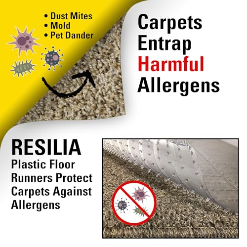 Clear Vinyl Carpet Runner for Deep-Pile Carpets, 27 Inches x 6 Feet
