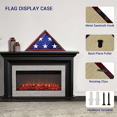 Triangle Flag Display Case for 3x5 American Flag, Mahogany Shadow Box