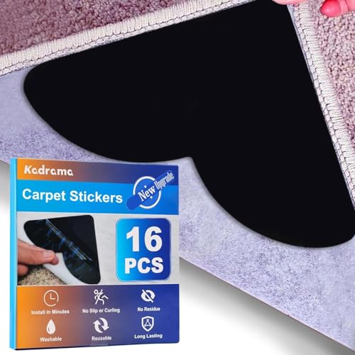 16PCS Non-Slip Rug Pad Grippers, Washable Heart-Shaped Carpet Corner Stickers