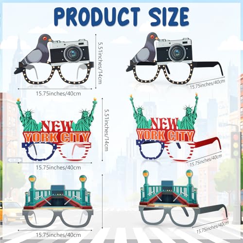 36 Pcs New York City Theme Party Paper Eyeglasses Photo Booth Props