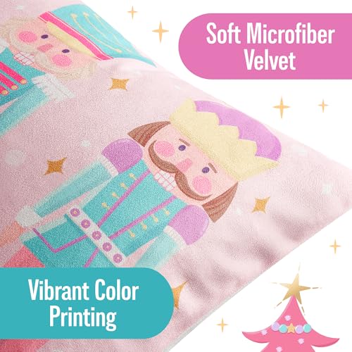 Pink Christmas Pillow Covers 18x18 inches - Set of 4 Holiday Decor