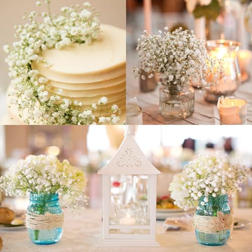 30 Pcs Artificial Baby's Breath Flowers - Realistic White Faux Floral for Wedding & Home Decor