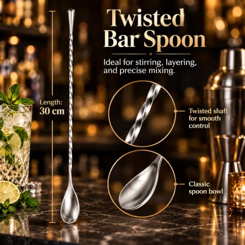 LEGERM Cocktail Muddler Set Short & Long Handle - 3 Piece Mojito Bar Tools