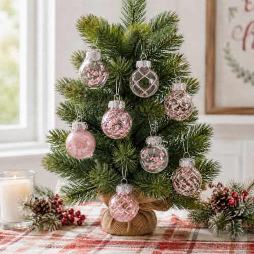 Pink 40 Pcs Clear Shatterproof Christmas Ball Ornaments – 1.6in Plastic Balls