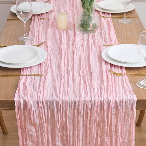 Blush Pink Cheesecloth Table Runner 10ft Sheer Gauze Boho Table Decor