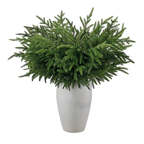 HIKISS 16 Pcs 24-Inch Realistic Norfolk Pine Branches for Christmas Decor - Artificial Greenery Stems for Wreaths, Garlands, Vases & DIY Projects