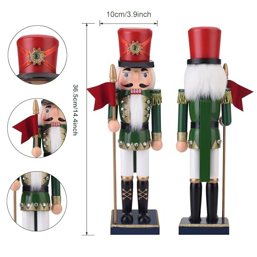 Wooden Nutcracker Soldier Figurine with Spear - 14.4" Holiday Decor